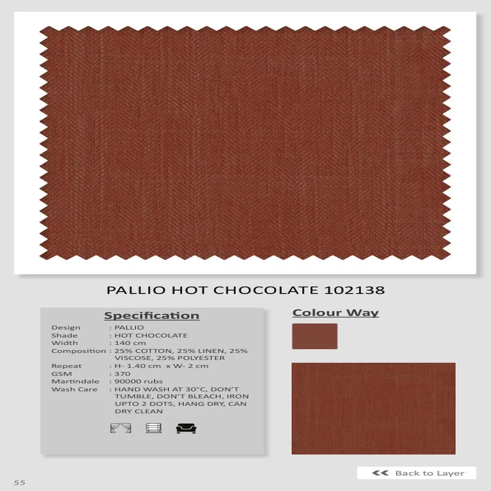 Pallio Hot Chocolate 102138 Plain Fabric - Luxurious Comfort