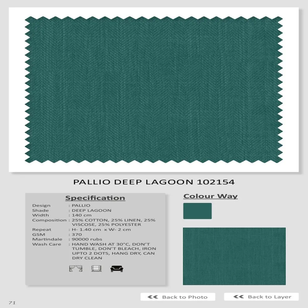 Pallio Deep Lagoon Plain Fabric 102154