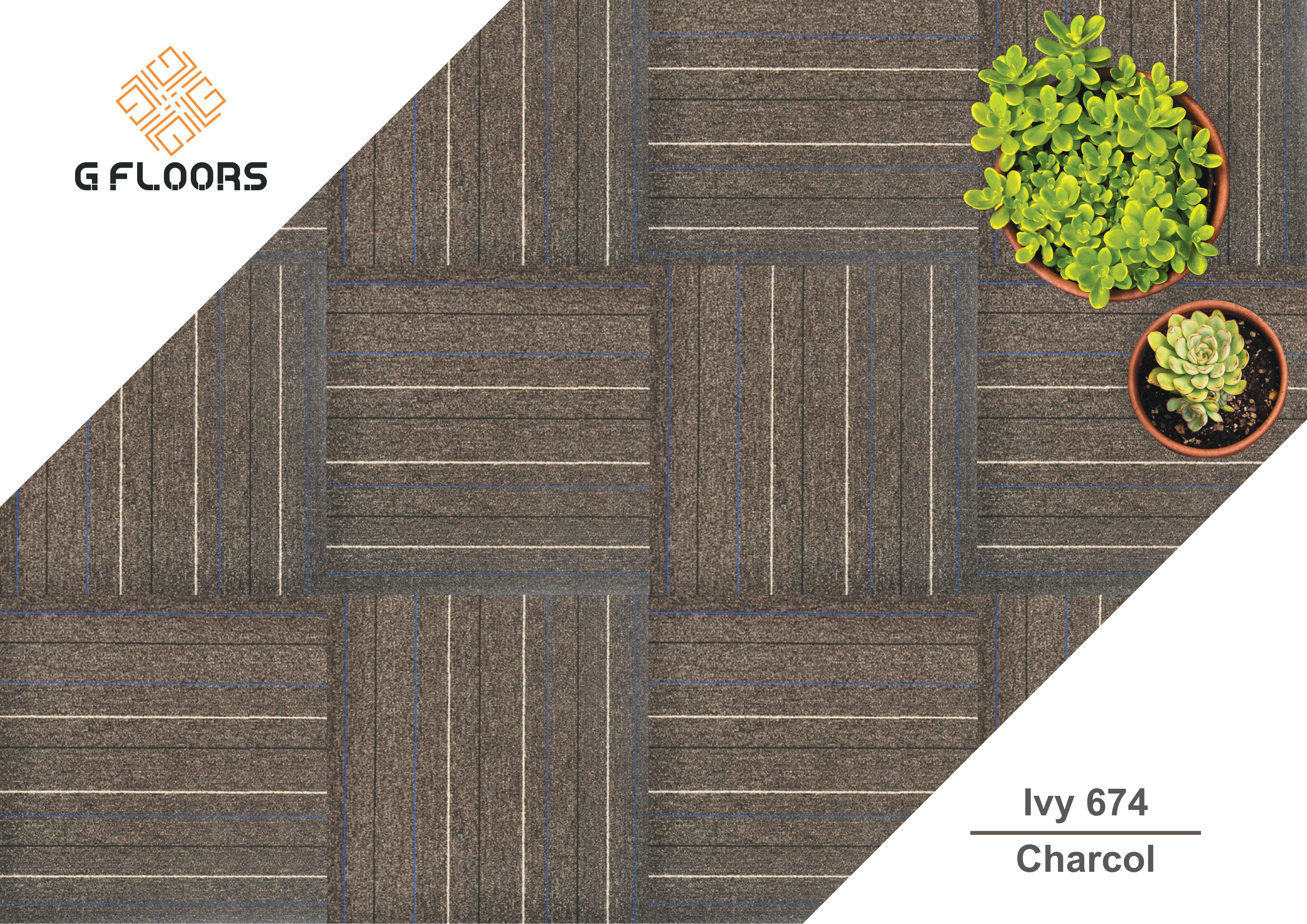 IVY 674 Charcoal Gfloors Carpet Tile - Durable & Stylish