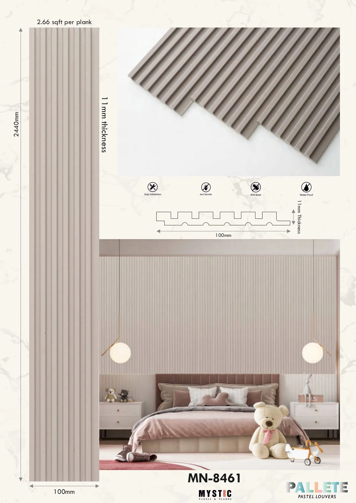 MN-8461 Palette Charcoal Wall Louver - Efficient Ventilation Solution