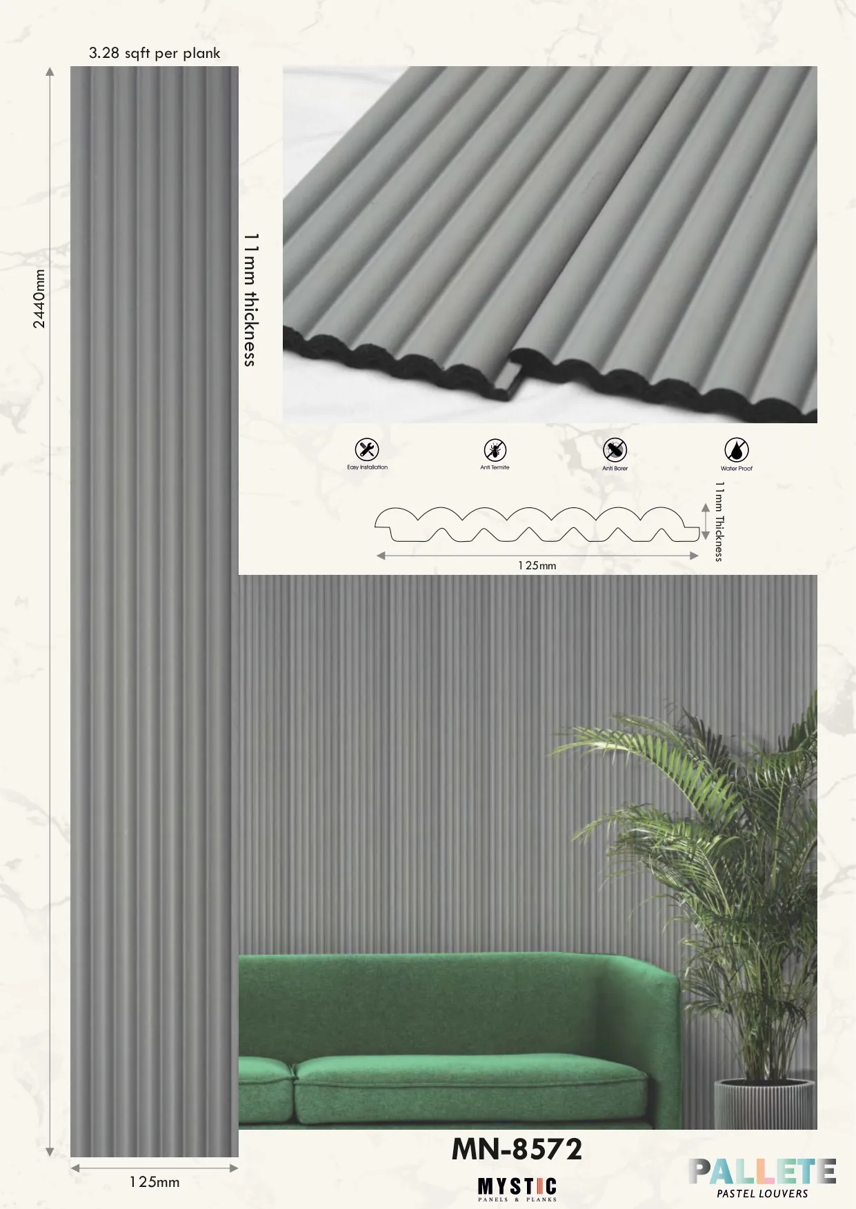 MN-8572 Charcoal Wall Louver Palette