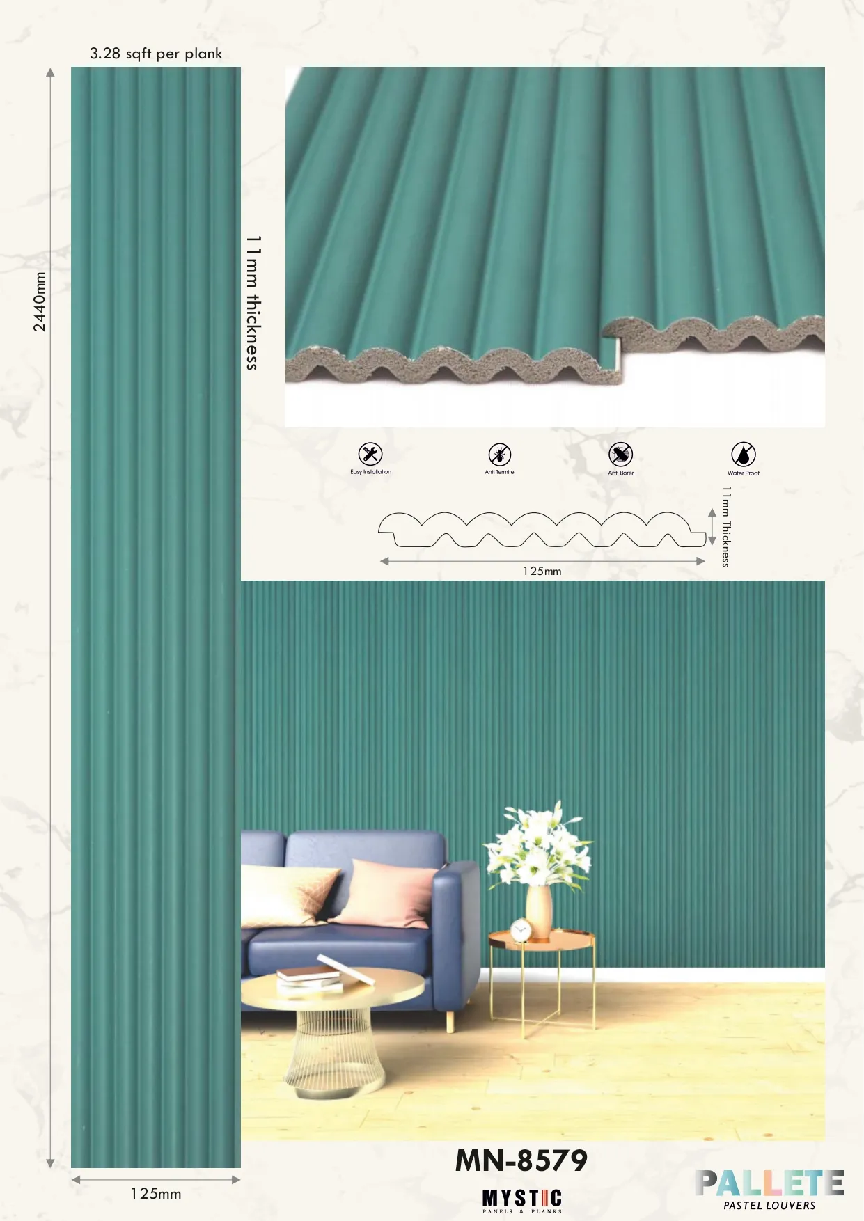 MN-8579 Palette Charcoal Wall Louver | Stylish & Functional