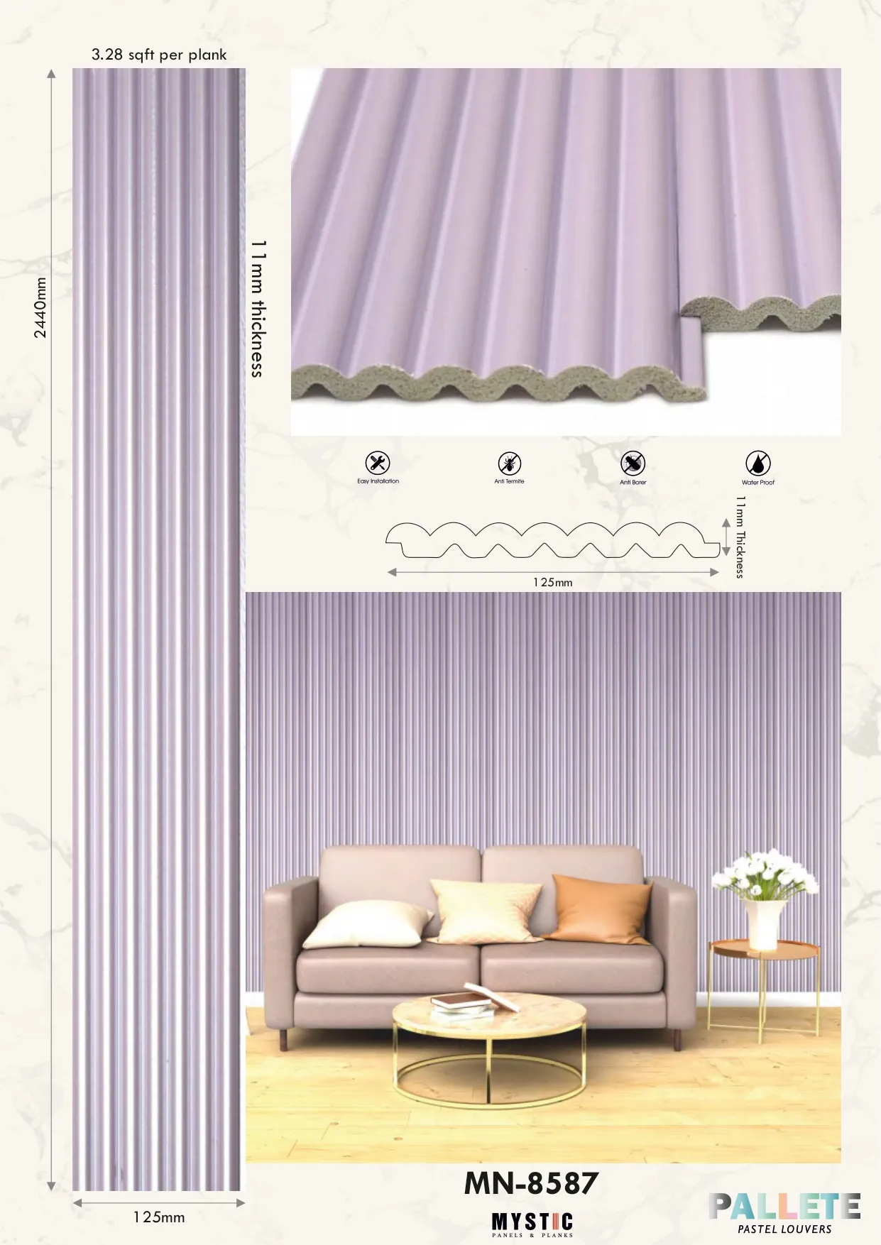MN-8587 Palette Charcoal Wall Louver | Stylish Louver Design for Home Decor