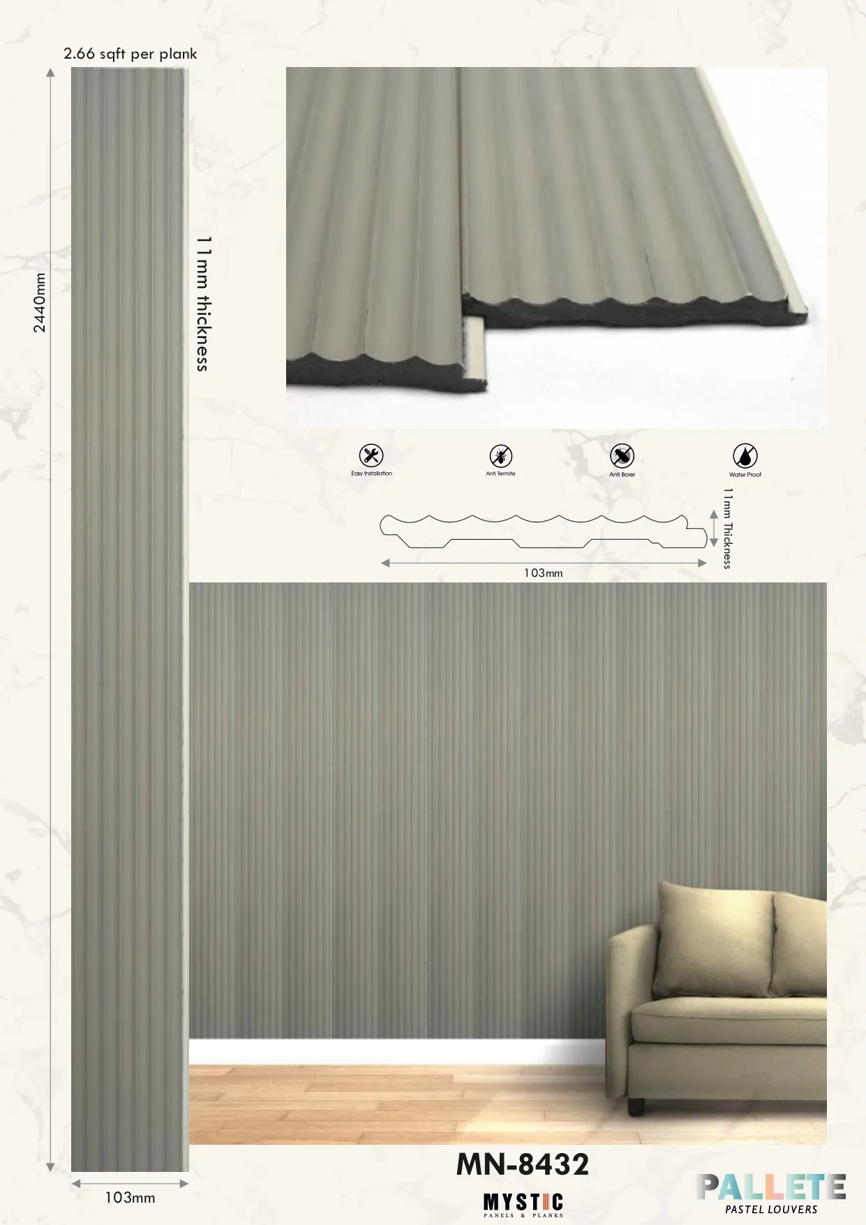 MN-8432 Charcoal Wall Louver | Stylish Louver Design