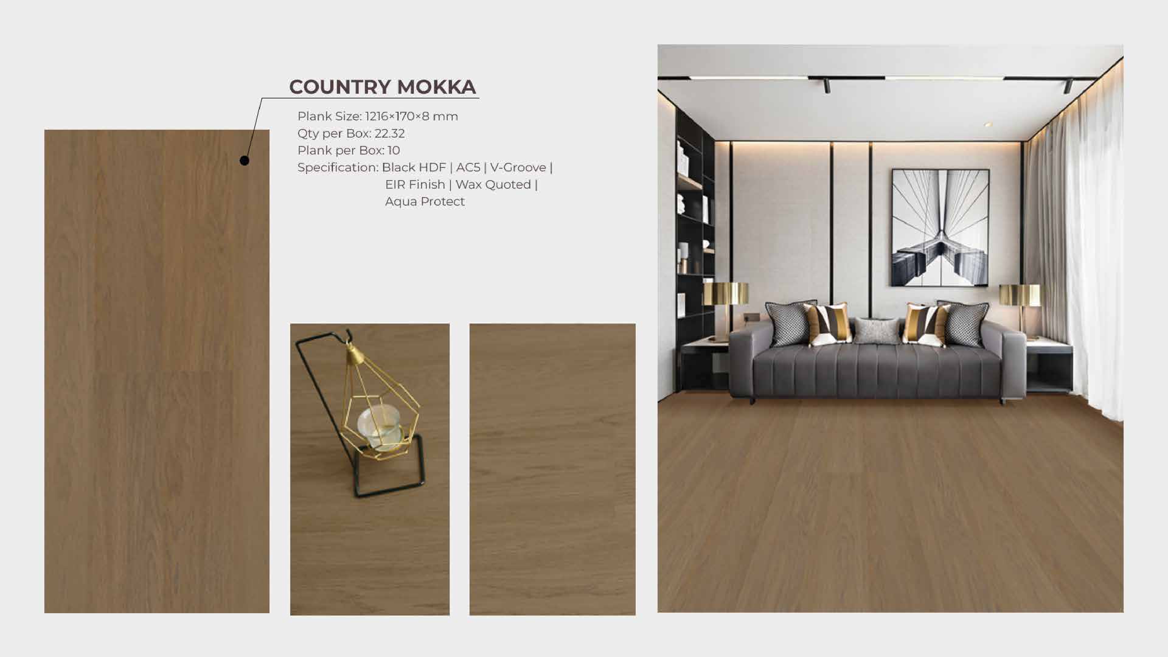 1220x170x8mm Mokka Taupe Farsh Laminate Flooring